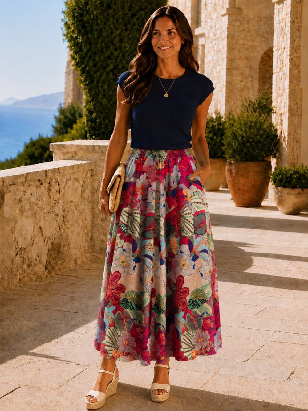 Calypso St. Barth Tropical Floral Maxi Skirt NWT
